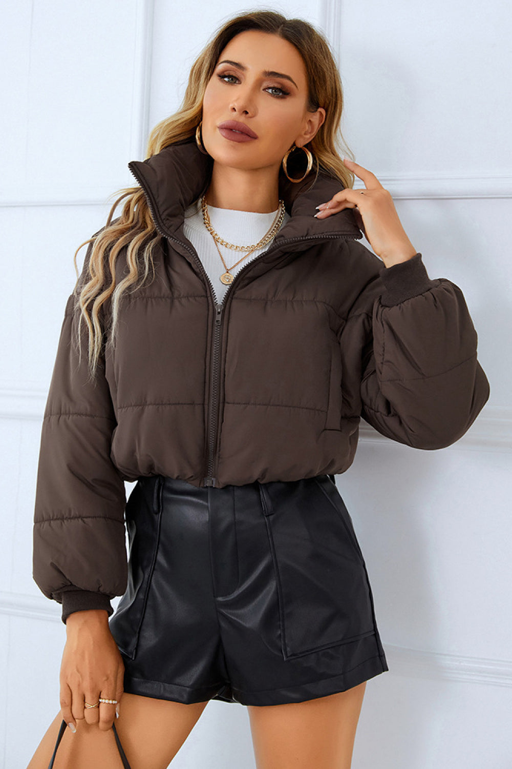 Zip-Up Winter Coat with Pockets