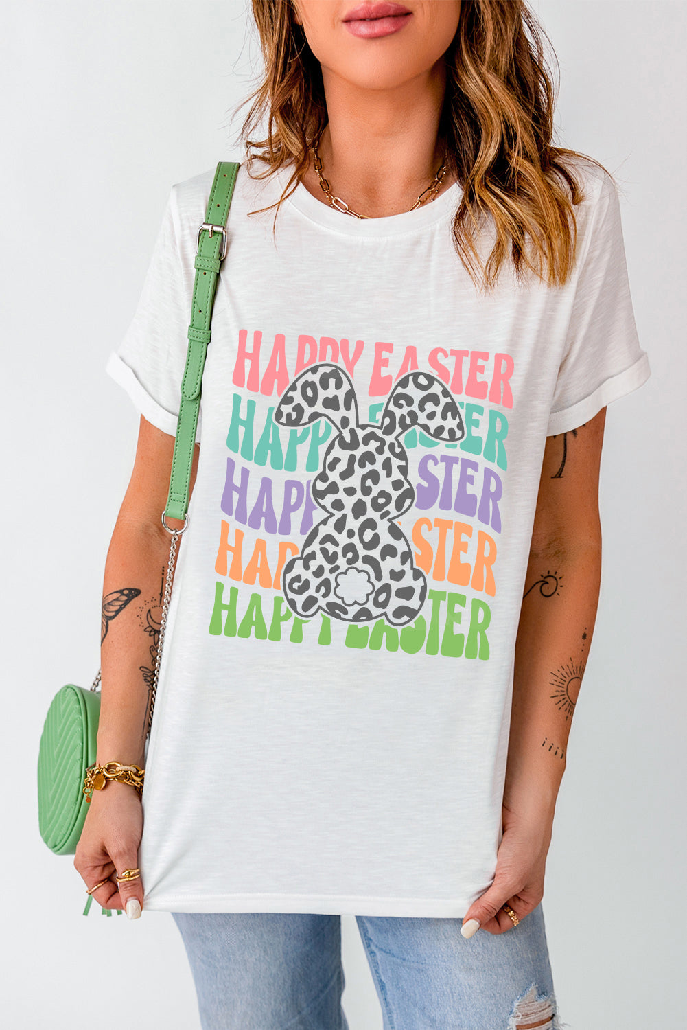 HAPPY EASTER Round Neck Short Sleeve T-Shirt